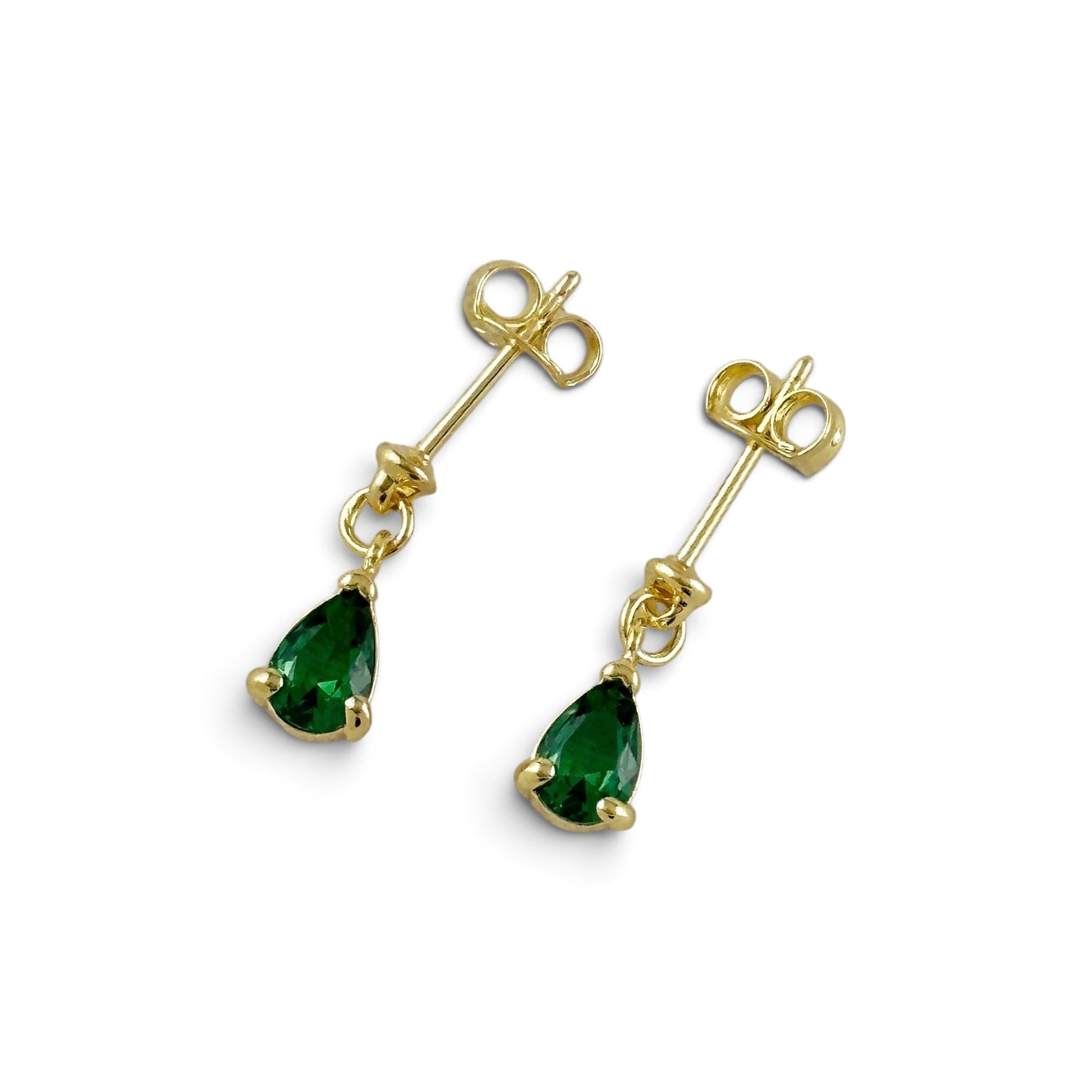 Green Teardrop CZ Earrings