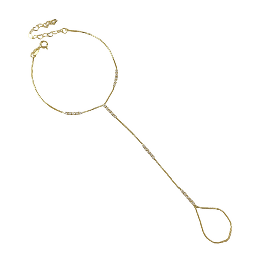 Hand Chain CZ Row Bracelet 