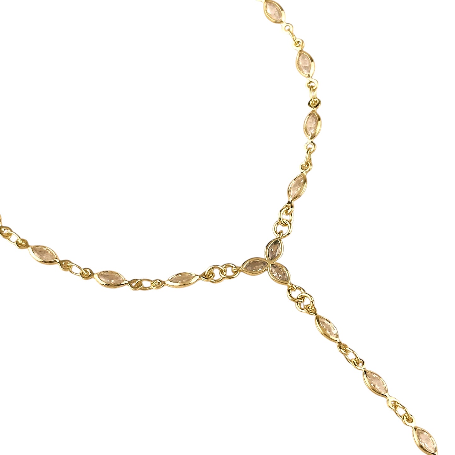 Ellipse Bezel CZ 18K Gold Filled Hand Chain Bracelet