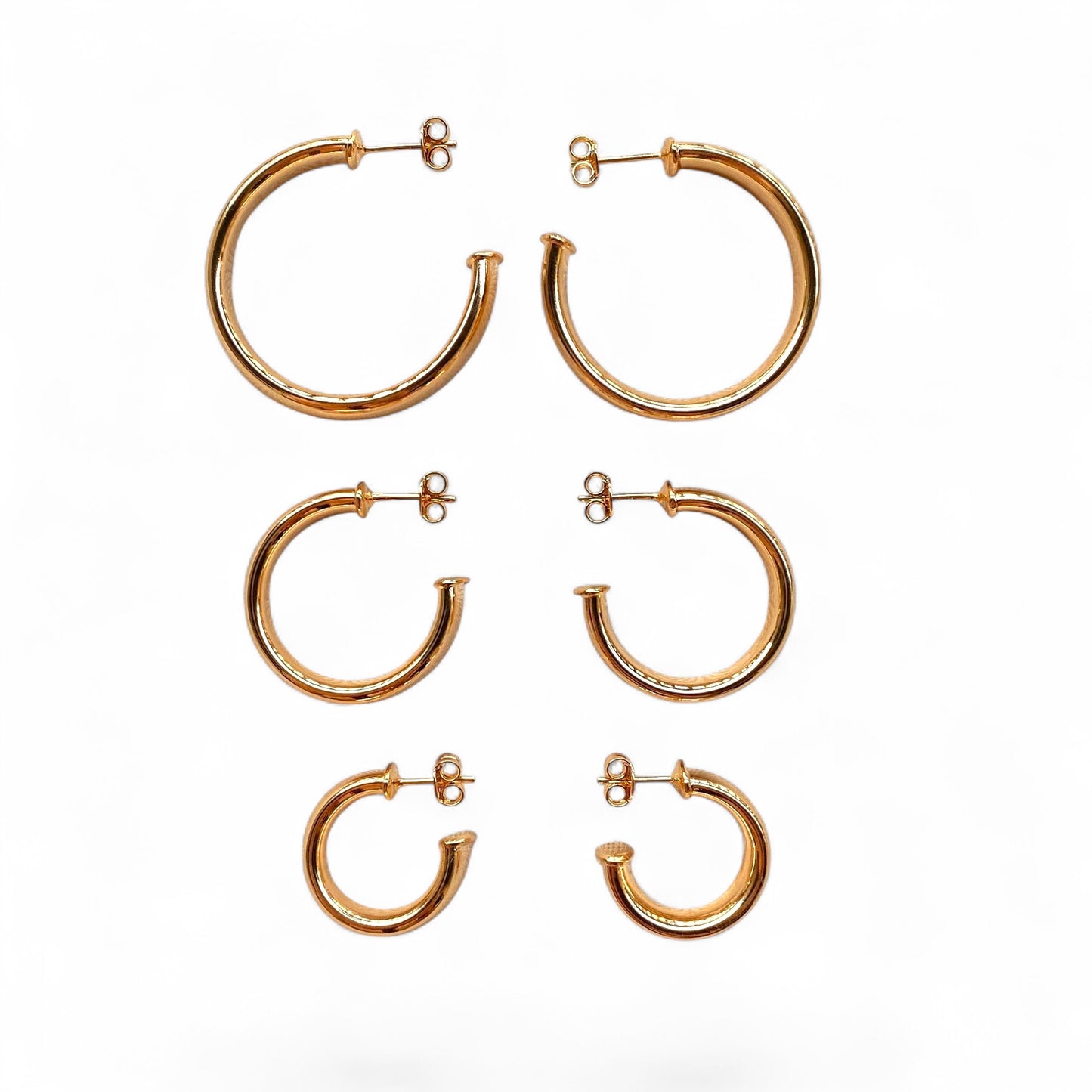 Polished Slight Twist Tube Open Hoop 18K Gold Filled Earrings