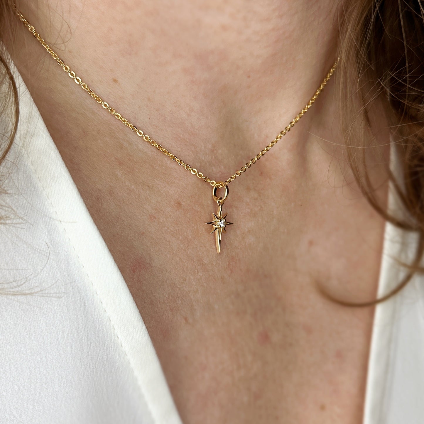 15mm CZ Starburst 18K Gold Filled Pendant