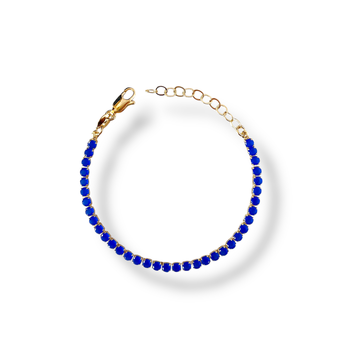 3mm Royal Blue CZ 18k Gold Filled Riviera Bracelet