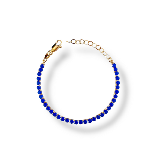 3mm Royal Blue CZ 18k Gold Filled Riviera Bracelet
