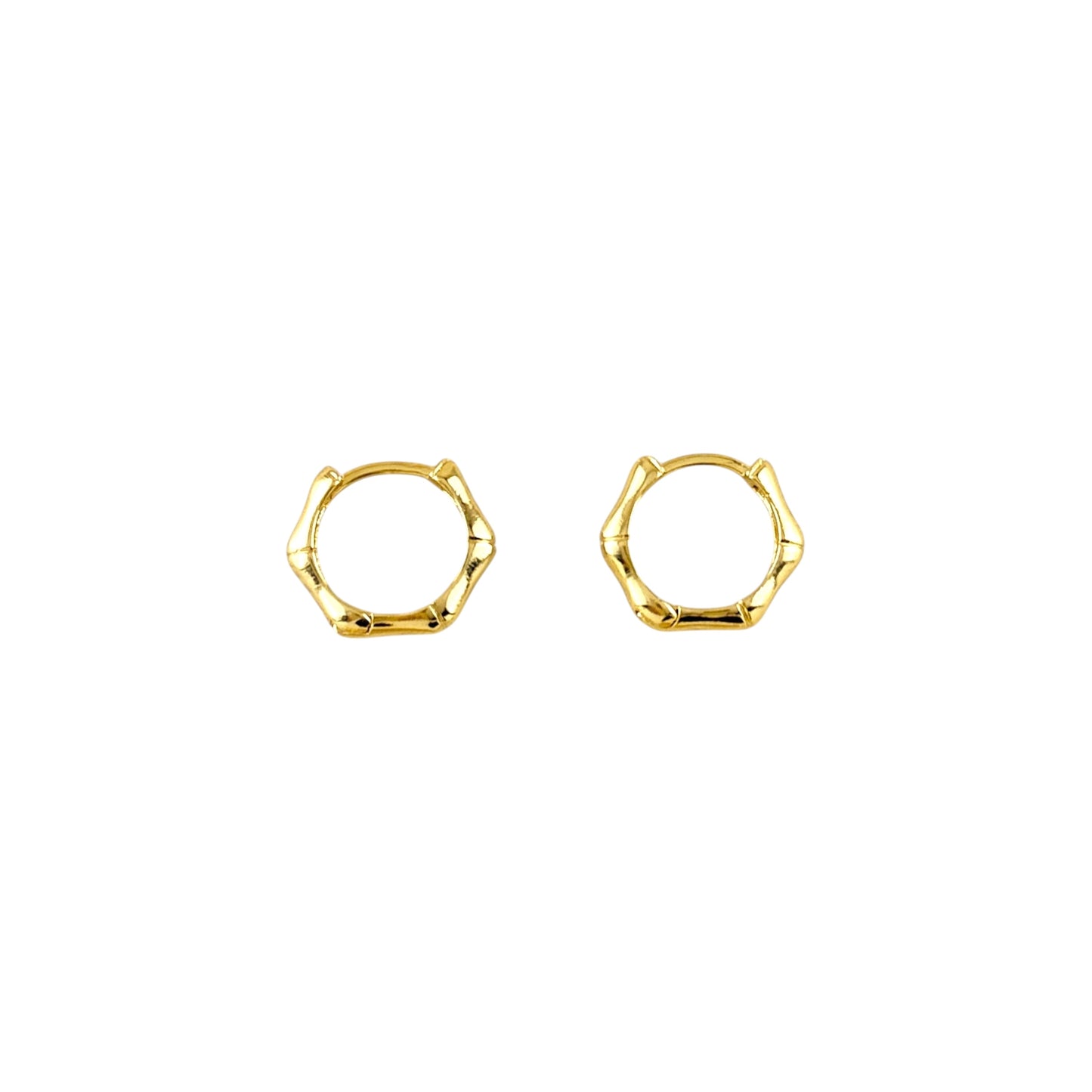 Bamboo Texture Huggie 18K Gold Filled Hoop Earrings