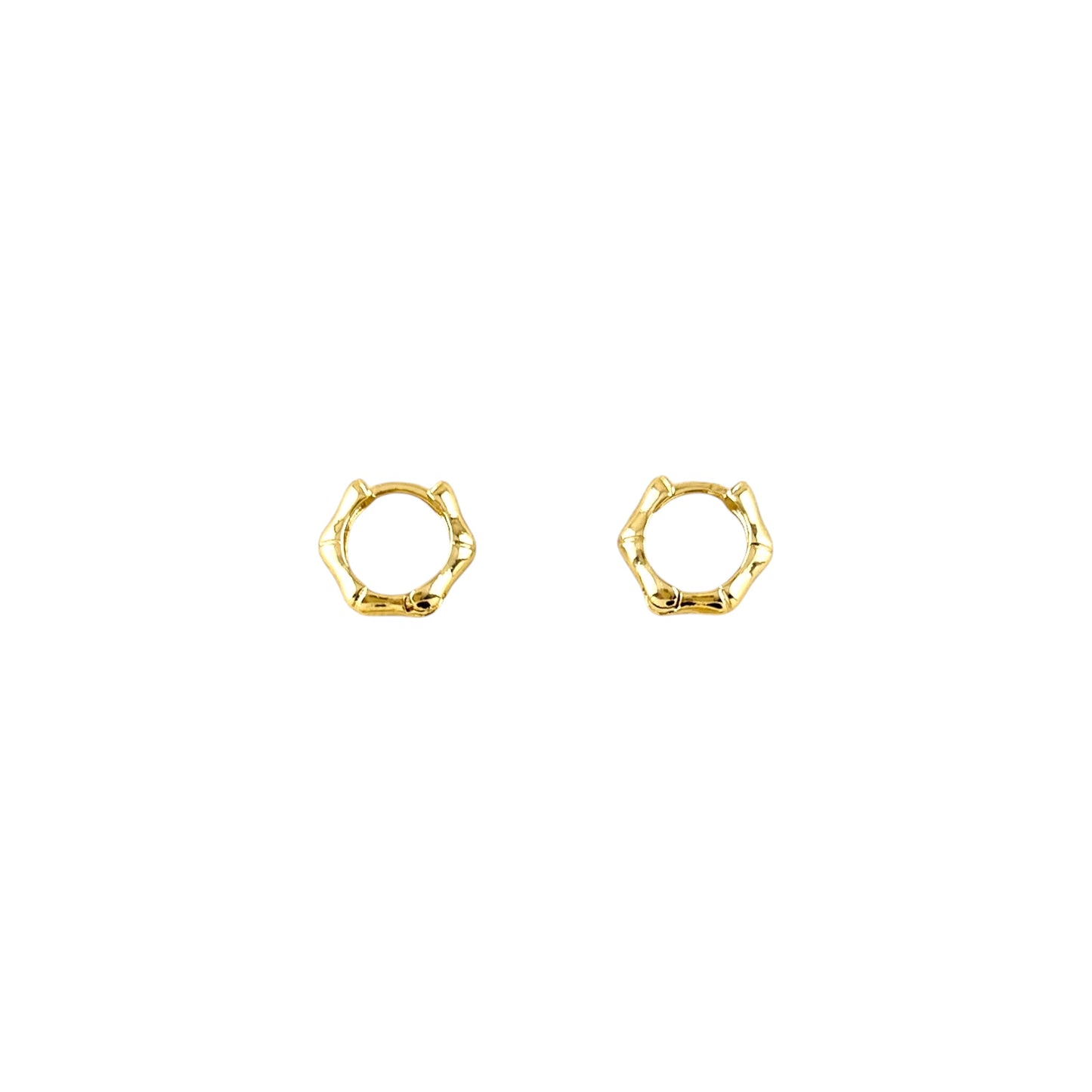 Bamboo Texture Huggie 18K Gold Filled Hoop Earrings