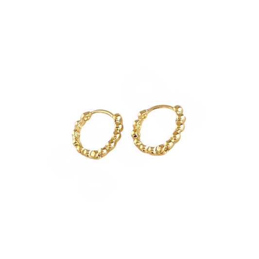 Beaded Huggie 18K Gold Filled Hoop Earrings