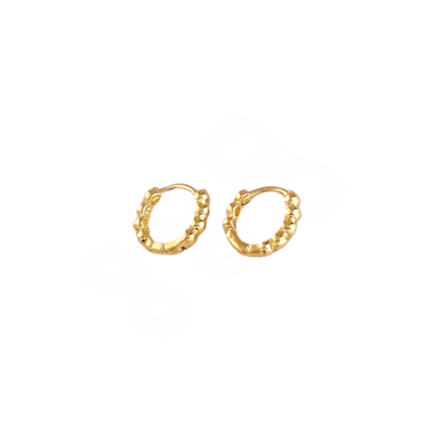 Beaded Huggie 18K Gold Filled Hoop Earrings
