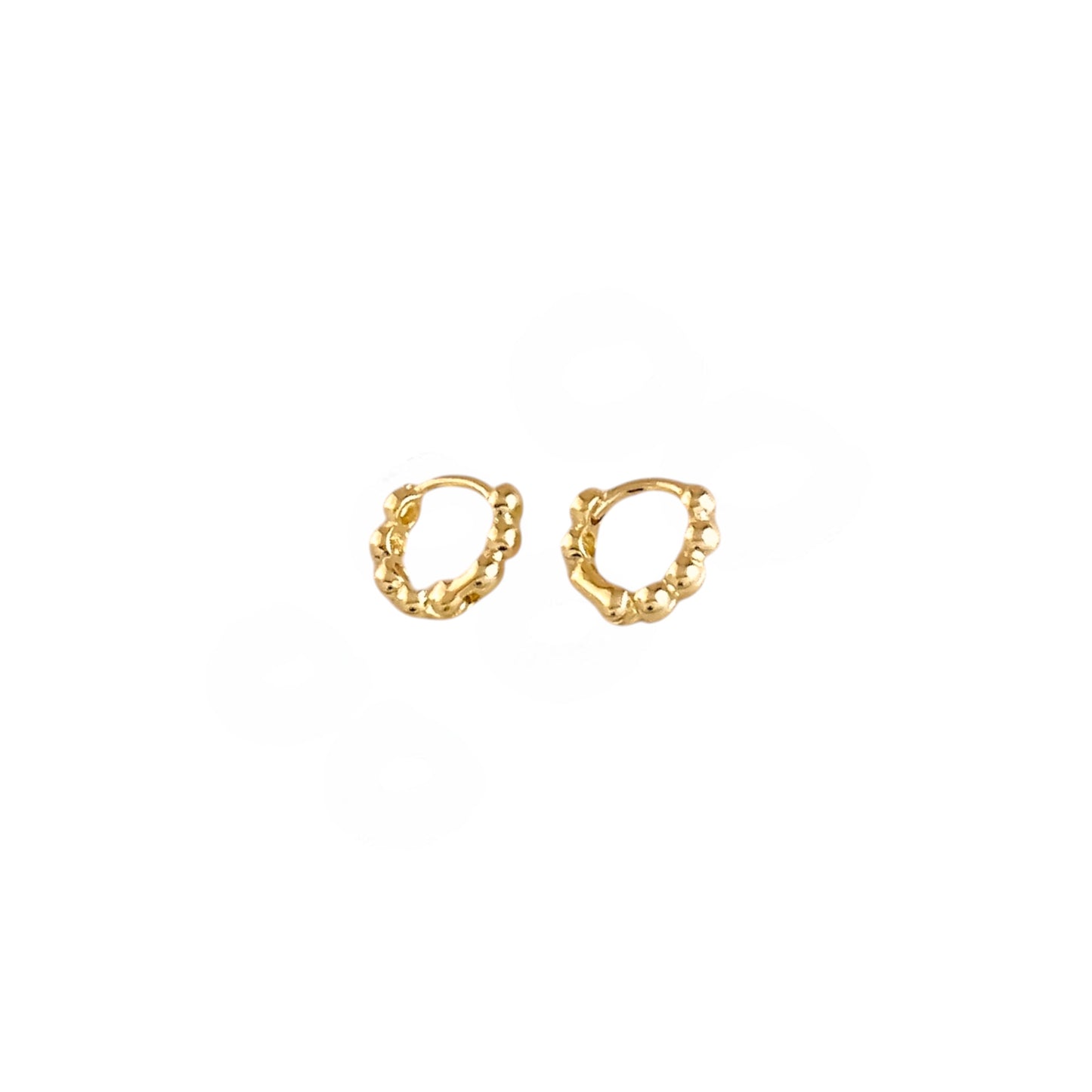 Beaded Huggie 18K Gold Filled Hoop Earrings