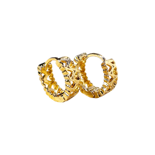 Twin Hearts Huggie 18k Gold Filled Hoop Earrings