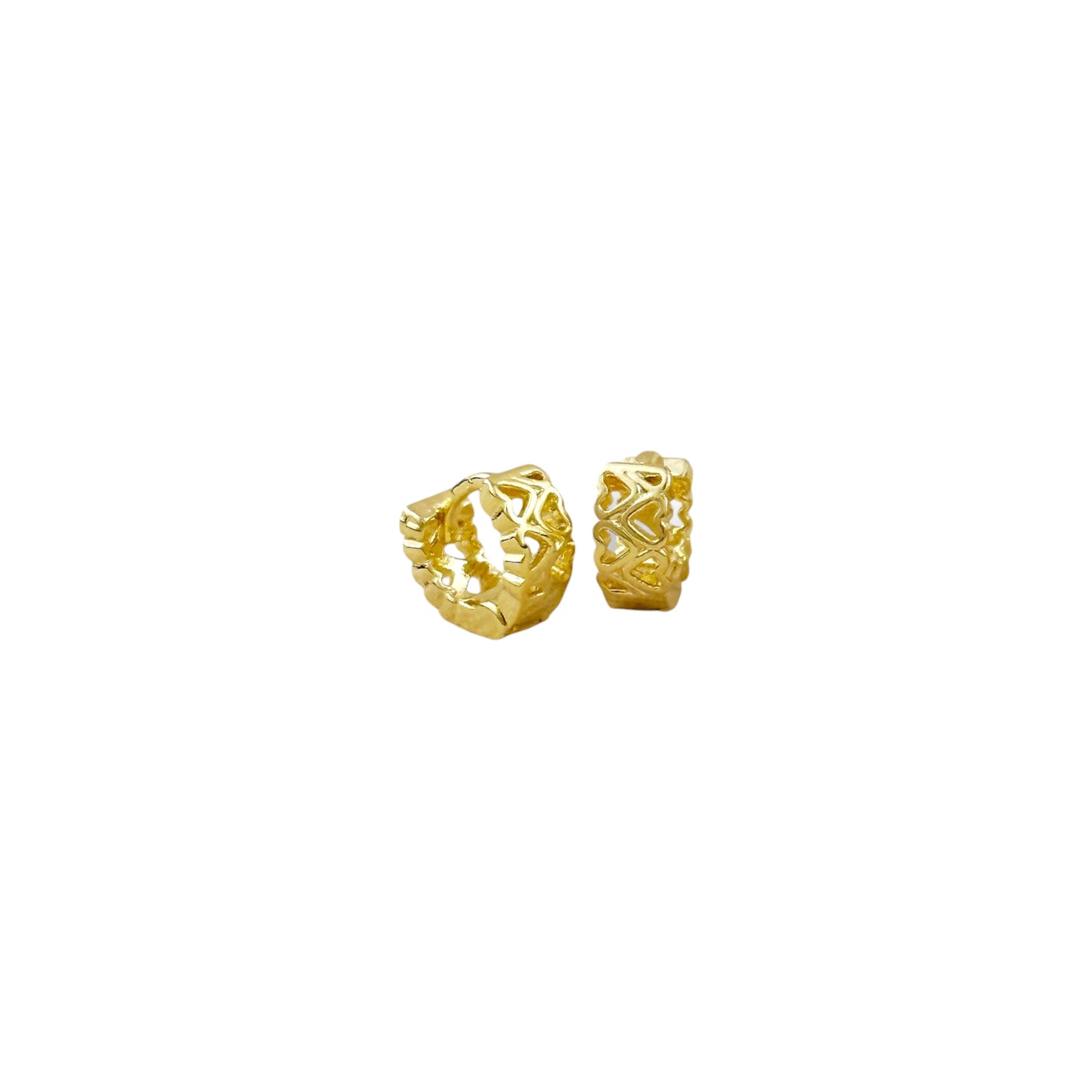 Twin Hearts Huggie 18k Gold Filled Hoop Earrings