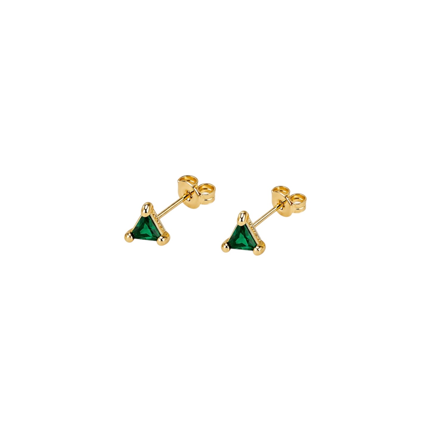 Solitaire Triangle CZ 4mm 18K Gold Filled Stud Earrings