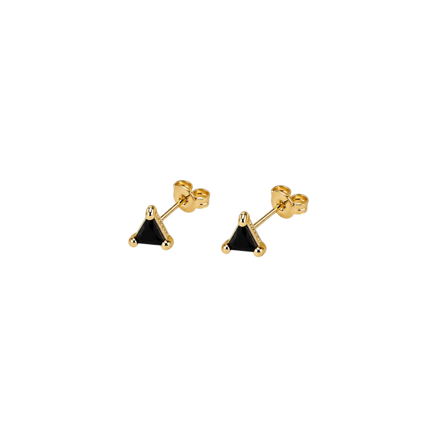 Solitaire Triangle CZ 4mm 18K Gold Filled Stud Earrings
