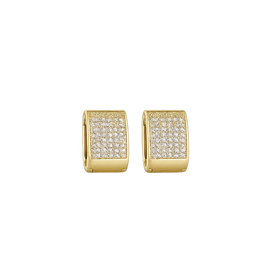 Square Pavé CZ Huggie 12mm 18K Gold Filled Hoop Earrings