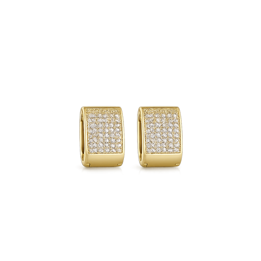 Square Pavé CZ Huggie 12mm 18K Gold Filled Hoop Earrings