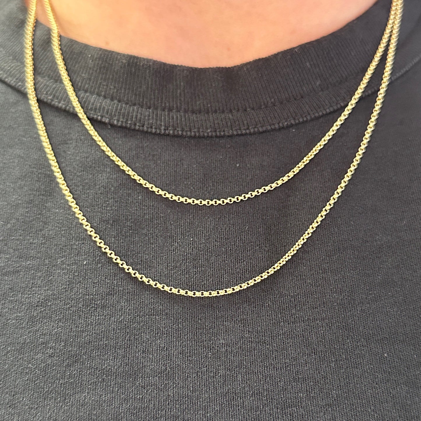 1.5mm Rolo Link Chain 18k Gold Filled Necklace