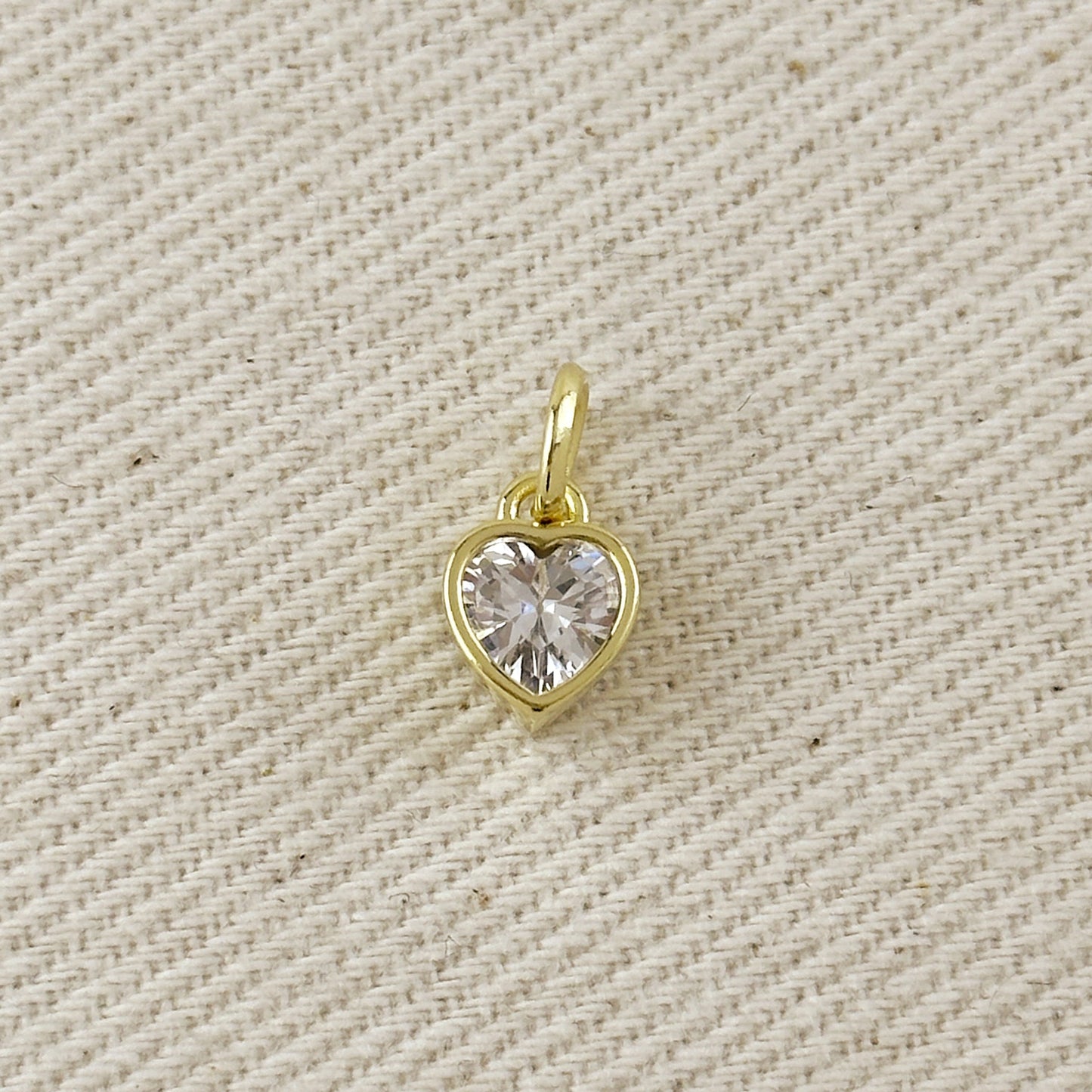 18k Gold Filled Colored CZ Bezel Heart Charm