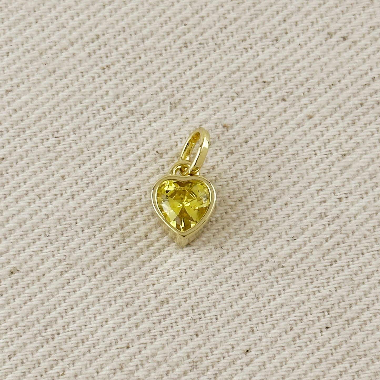 18k Gold Filled Colored CZ Bezel Heart Charm