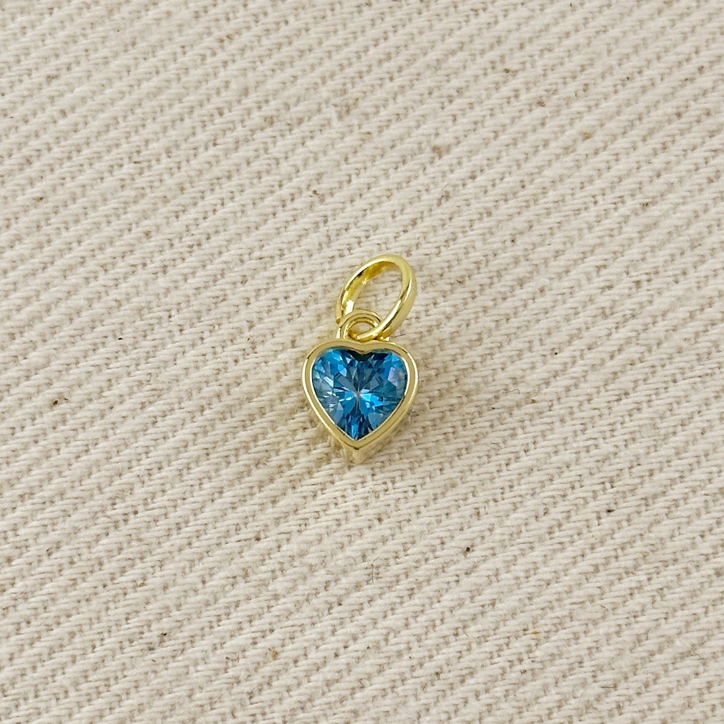 18k Gold Filled Colored CZ Bezel Heart Charm