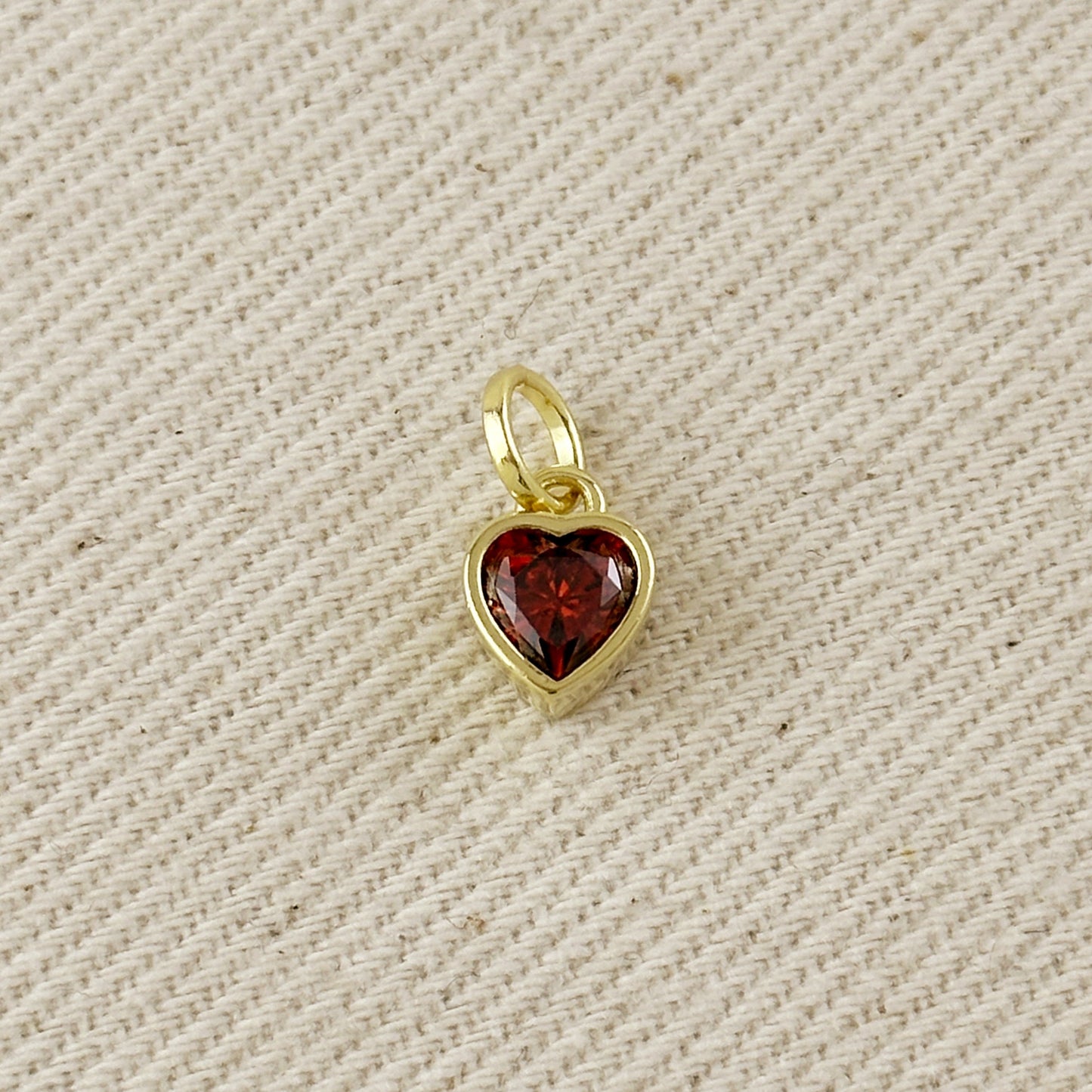 18k Gold Filled Colored CZ Bezel Heart Charm