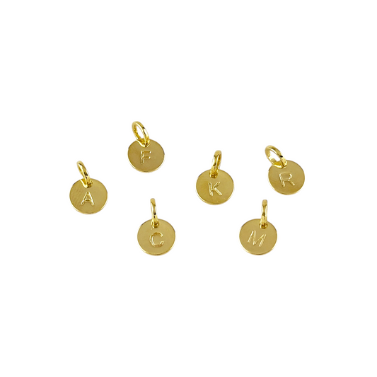 Initial Letter Round 6mm 18K Gold Filled Charm