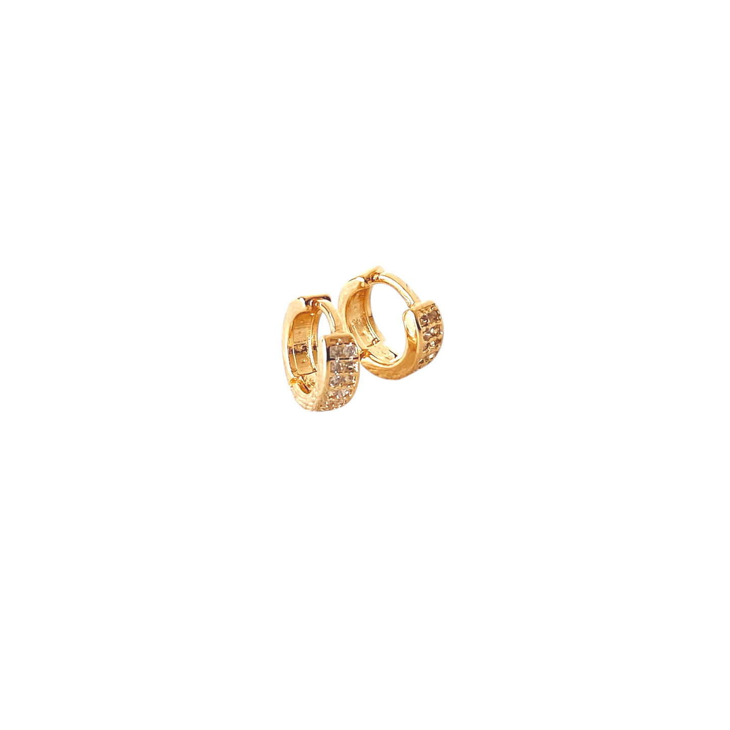 9mm Micro Pavé CZ Huggie Hoop 18K Gold Filled Earrings