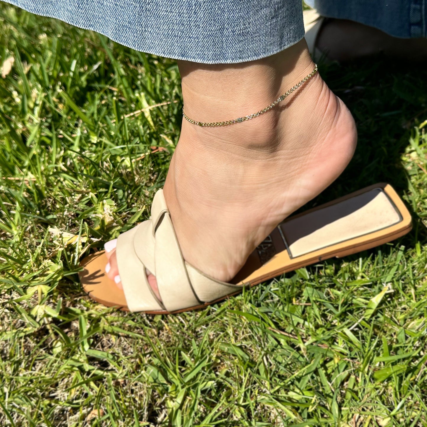 2.5mm Diamond Cut Multi-Strand Chain 18k Gold Filled Anklet