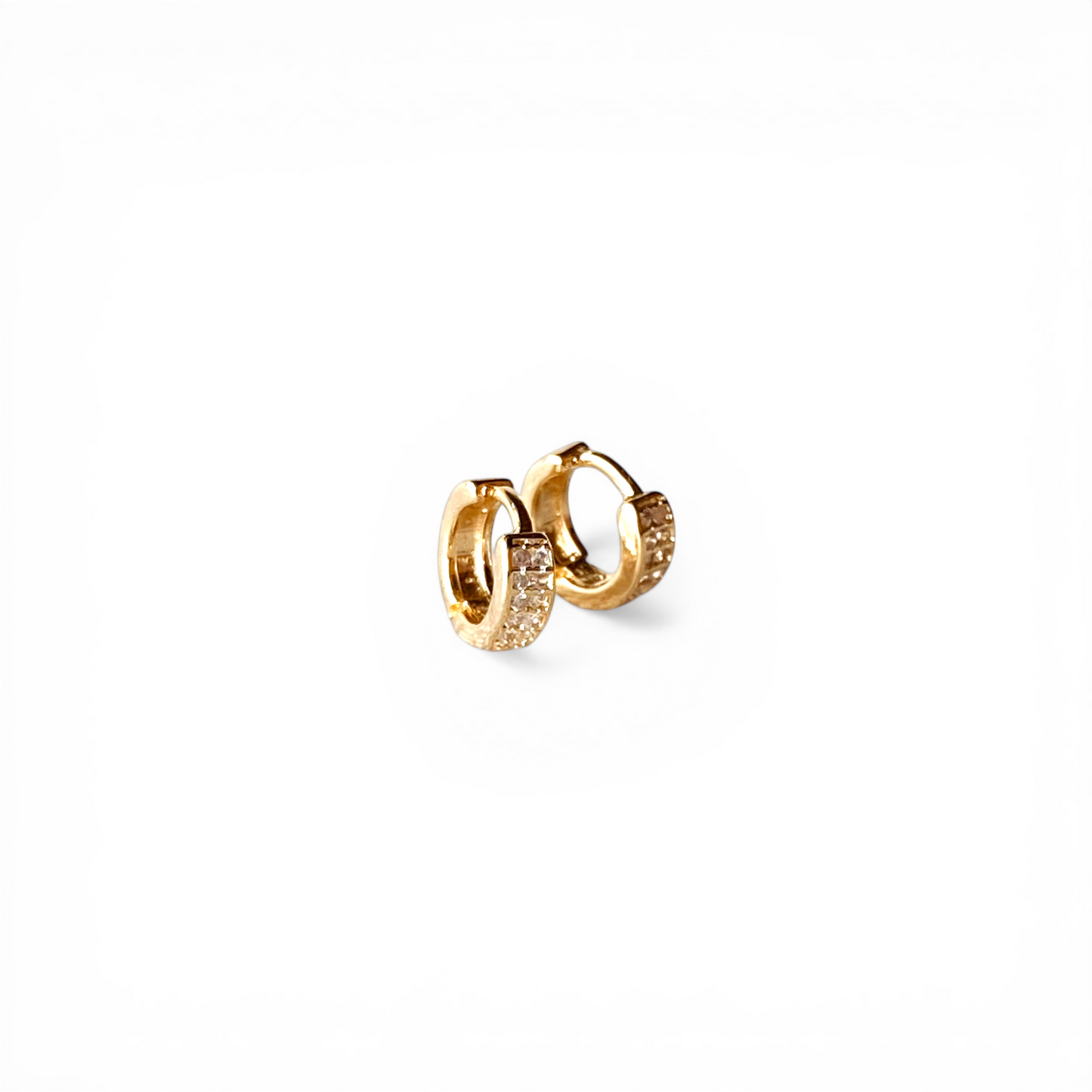 9mm Micro Pavé CZ Huggie Hoop 18K Gold Filled Earrings