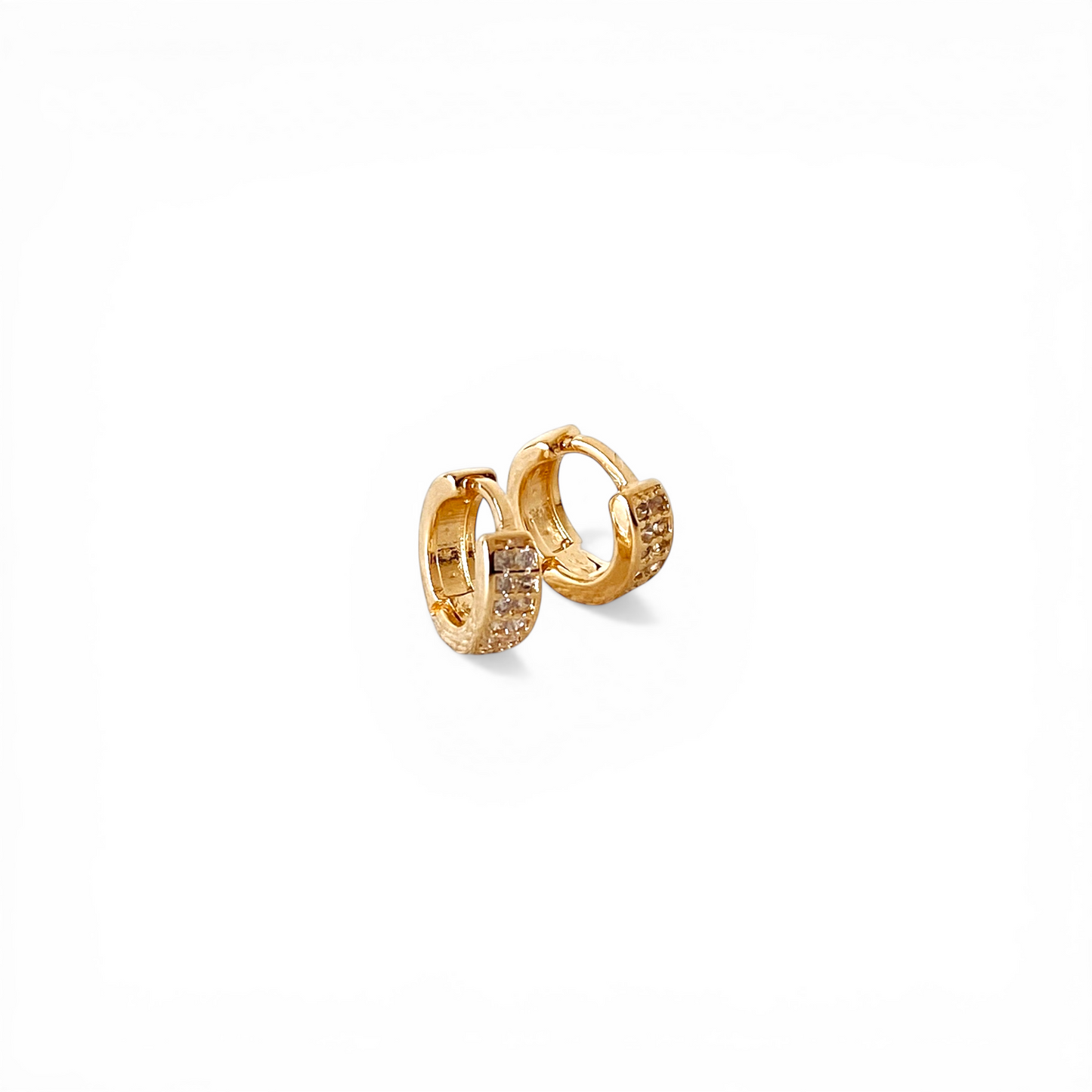 9mm Micro Pavé CZ Huggie Hoop 18K Gold Filled Earrings