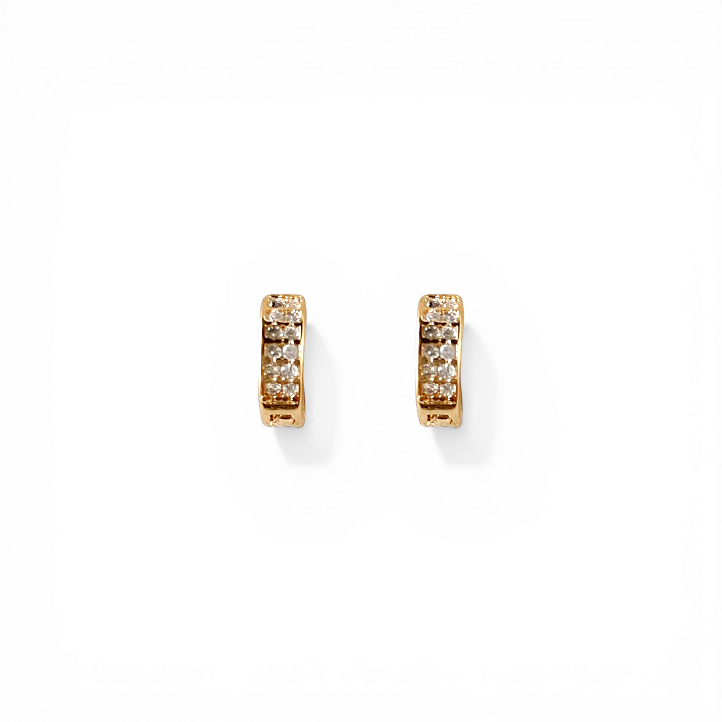 9mm Micro Pavé CZ Huggie Hoop 18K Gold Filled Earrings