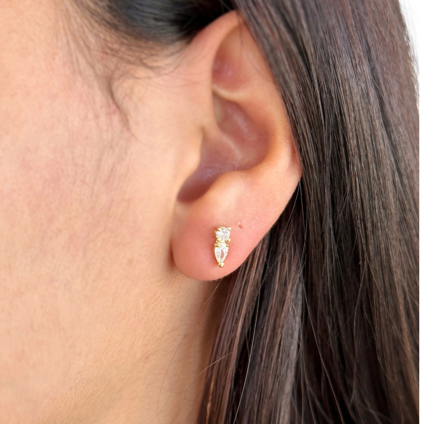 10mm Mini CZ Drop Stud 18K Gold Filled Earrings