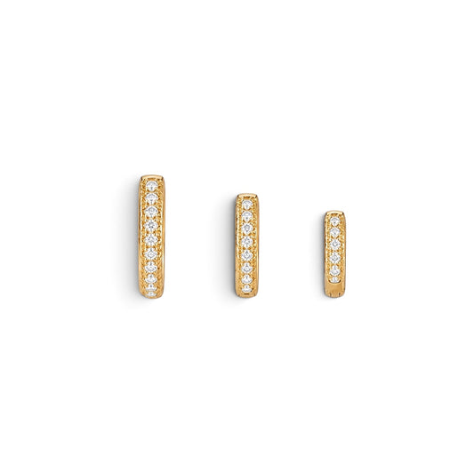 Clear CZ Huggie TRIO 18k Gold Filled Earrings