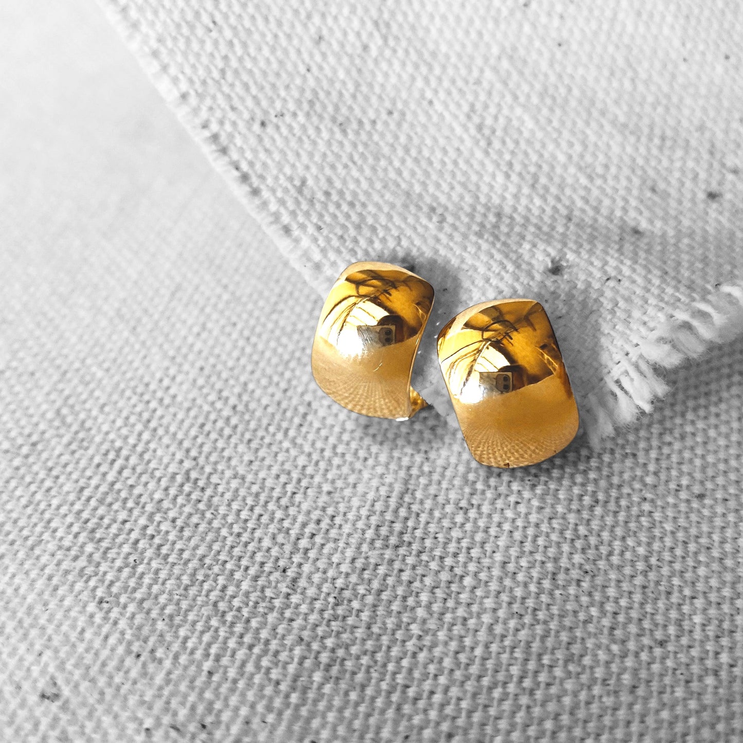 Wide Huggie Hoop 18k Gold Filled Earrings