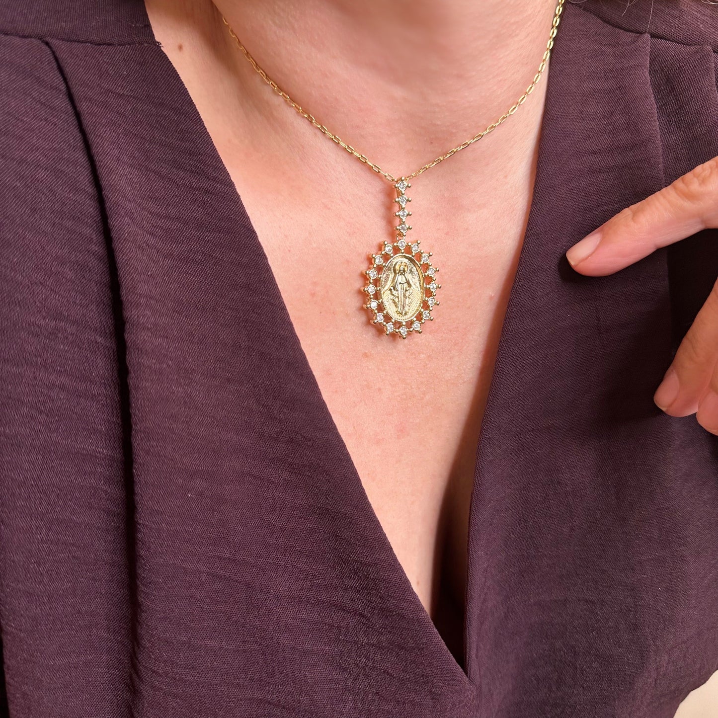 Victorian Lady of Grace Double Sided Medal 18k Gold Filled Pendant