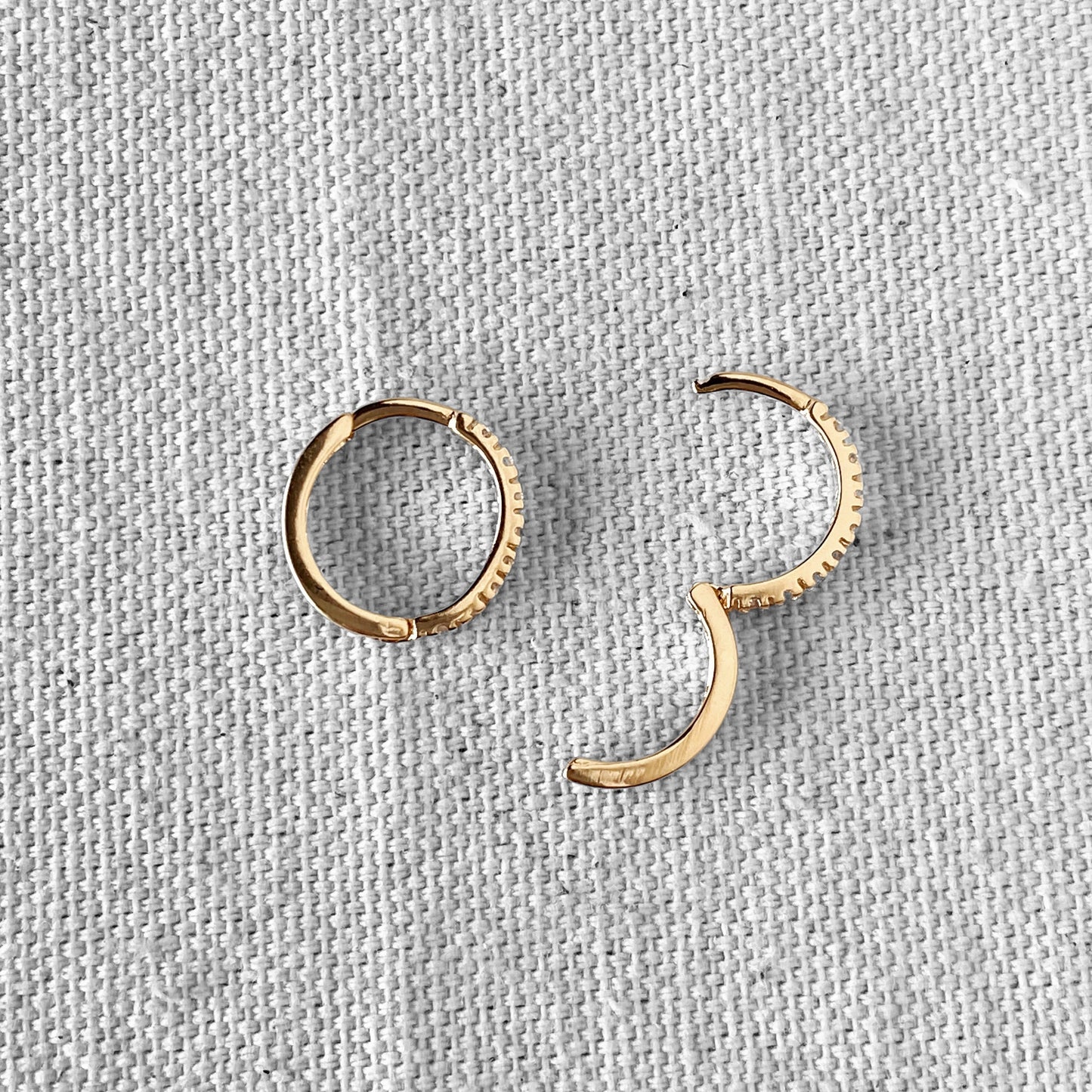 CZ Thin Line Huggie Hoop 18k Gold Filled Earrings