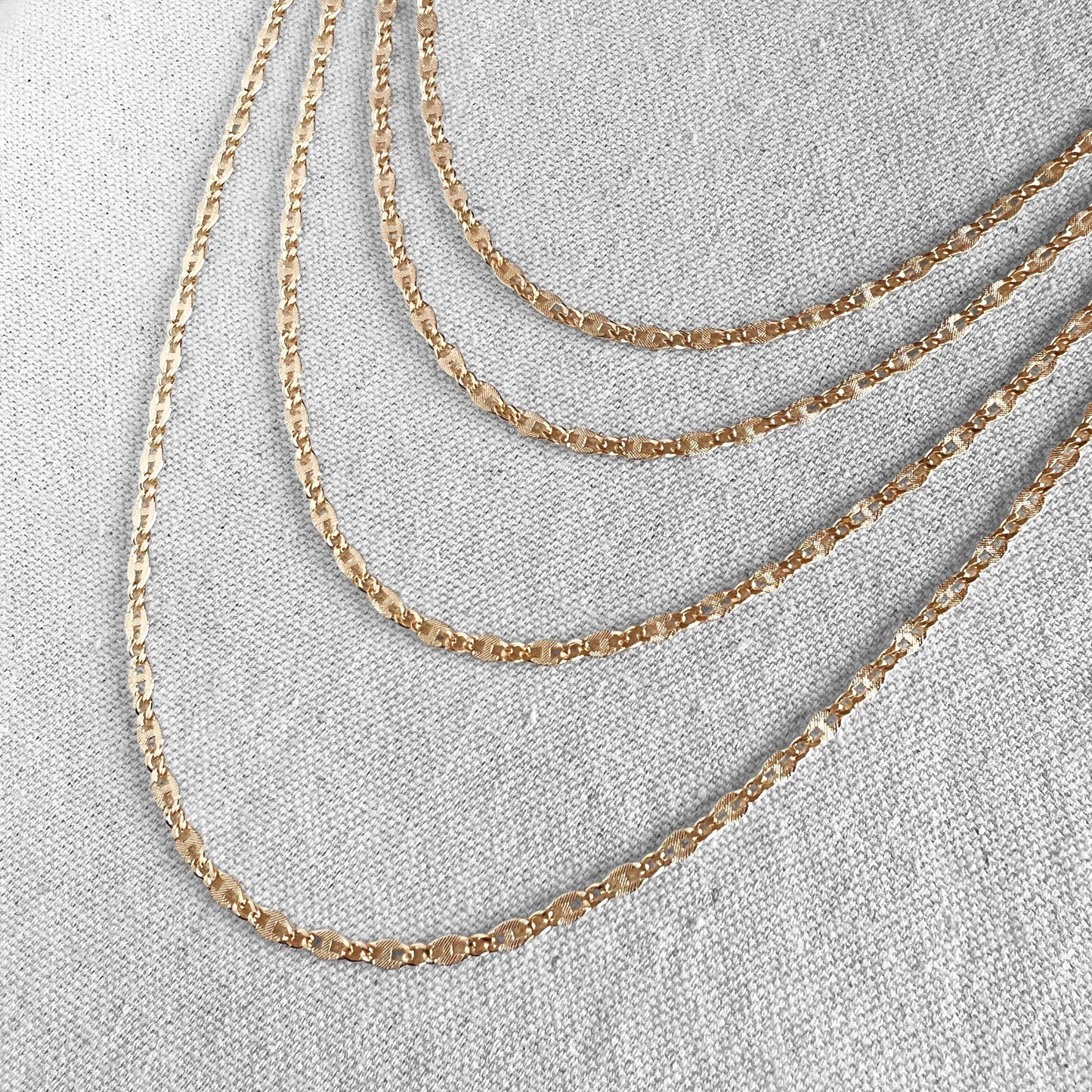 4mm Diamond Cut Figaro Link Chain 18k Gold Filled Necklace