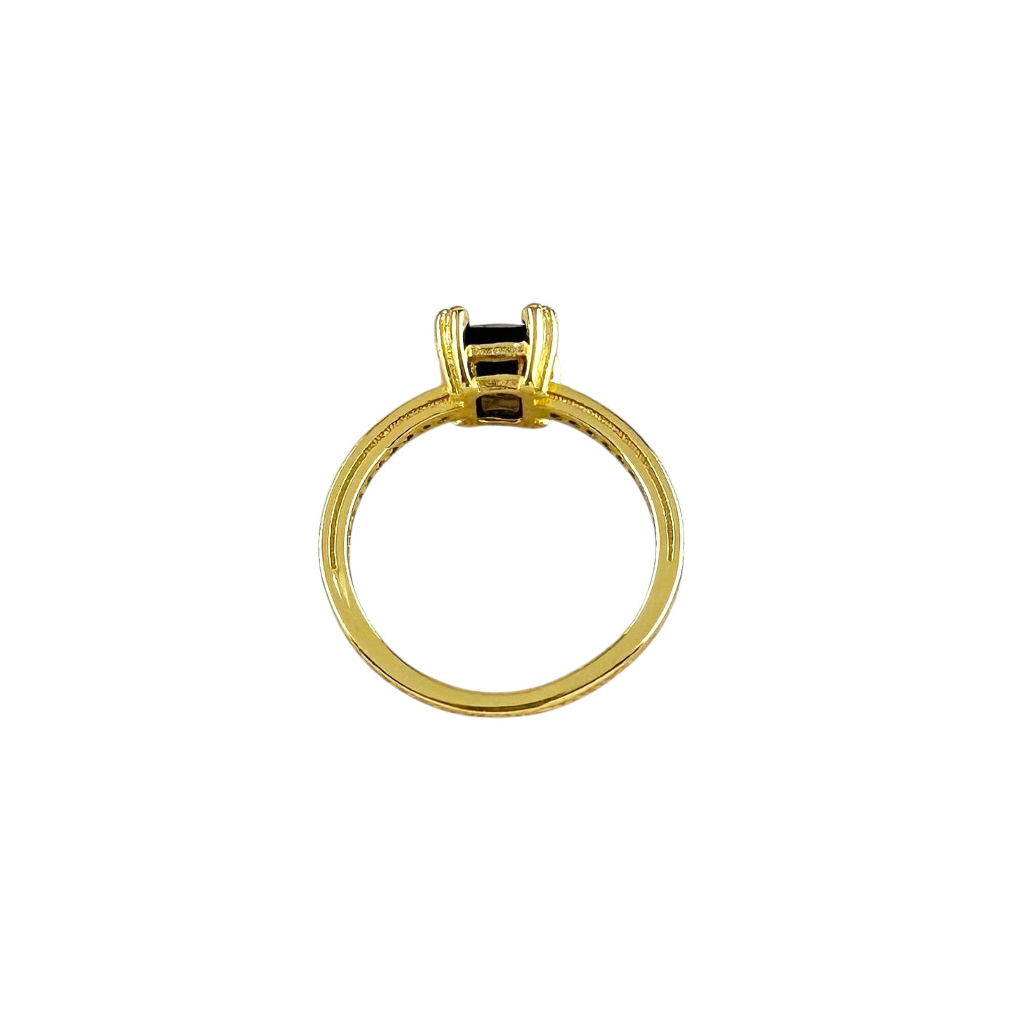 Black CZ Solitaire 18k Gold Filled Ring
