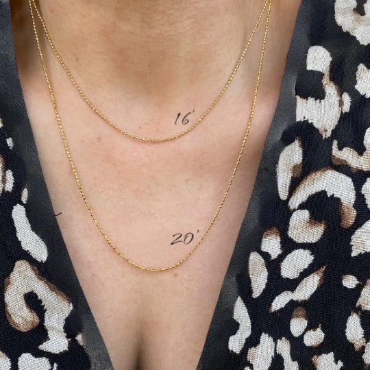 1mm Diamond Cut Ball Chain 18k Gold Filled Necklace