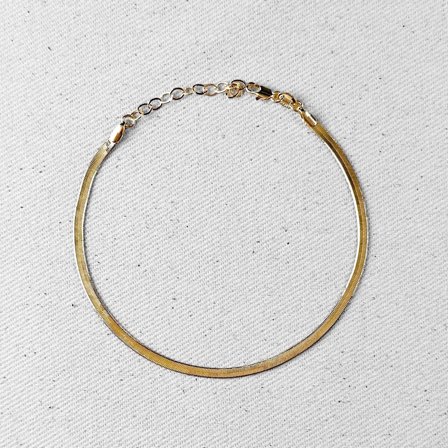 3mm Herringbone Chain 18k Gold Filled Anklet