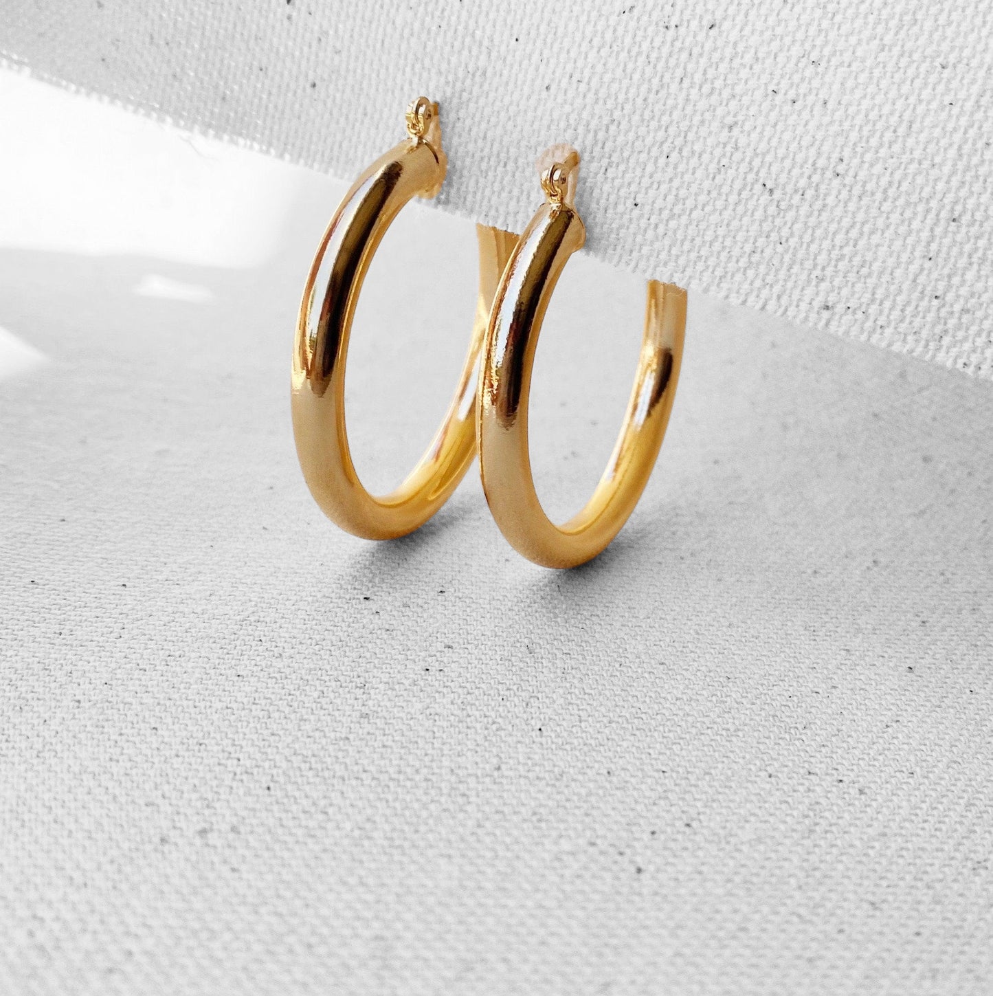 44mm Bold Tube Hoop 18k Gold Filled Earrings