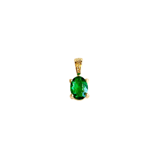 Emerald Green Oval CZ 18k Gold Filled Pendant