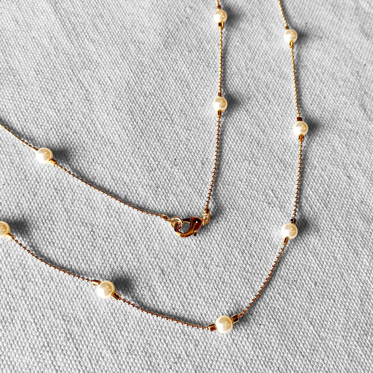 Long Pearl 18k Gold Filled Necklace