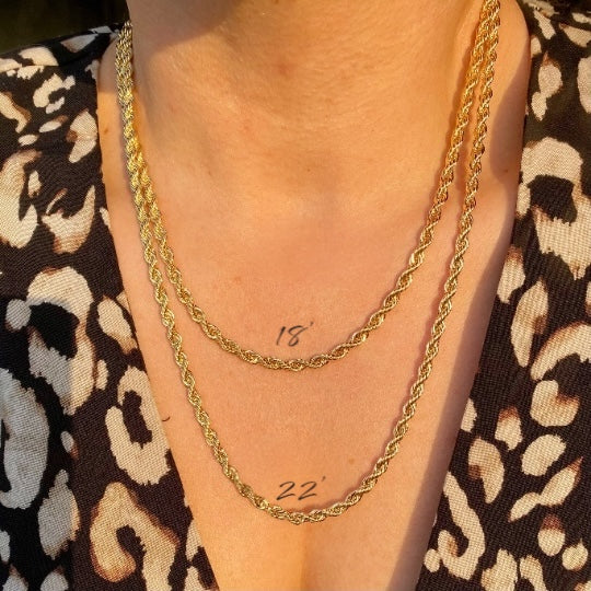 4mm Rope Chain 18k Gold Filled Necklace