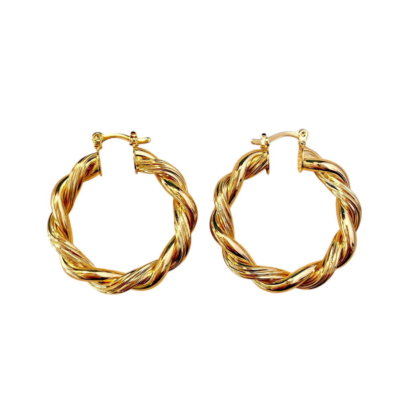 30mm Double Twisted Tube Hoop 18k Gold Filled Earrings
