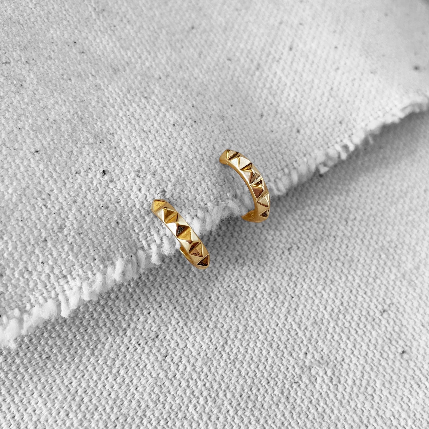 13mm Spiked Open Hoop 18k Gold Filled Earrings