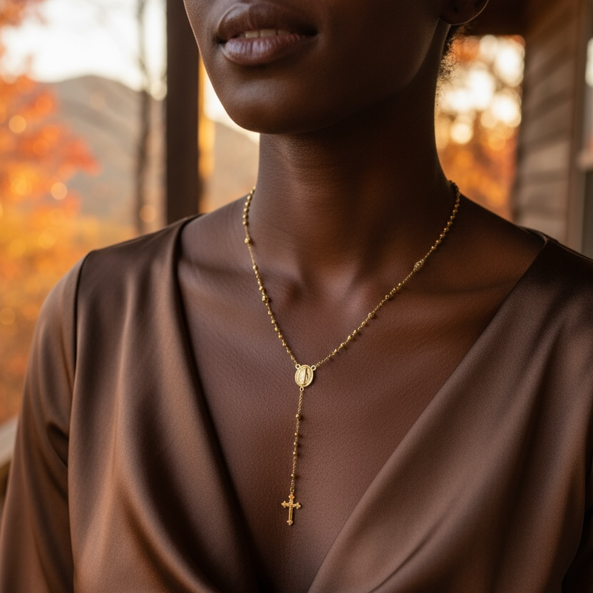 3.3mm Beads Rosary 18k Gold Filled Necklace