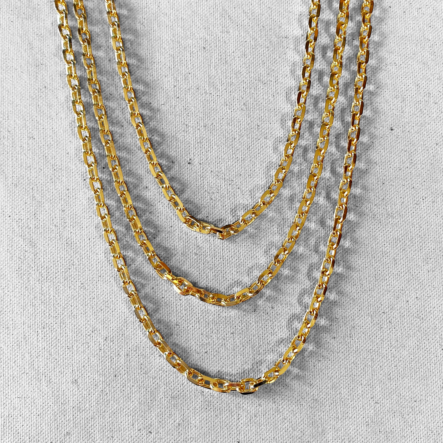7mm Diamond Cut Anchor Chain 18K Gold Filled Necklace