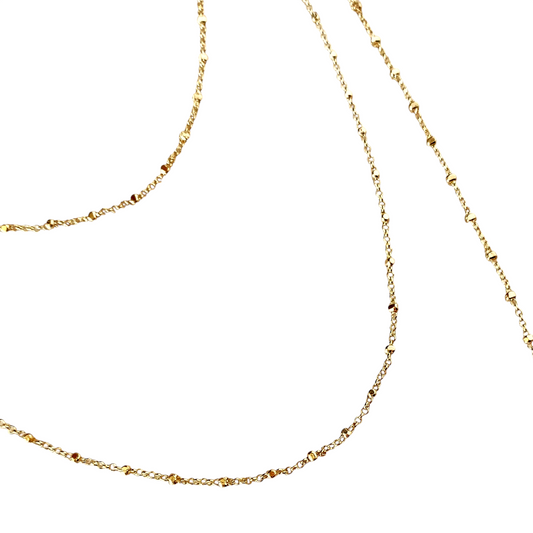 1mm Spaced Beaded Chain 18k Gold Filled Necklace