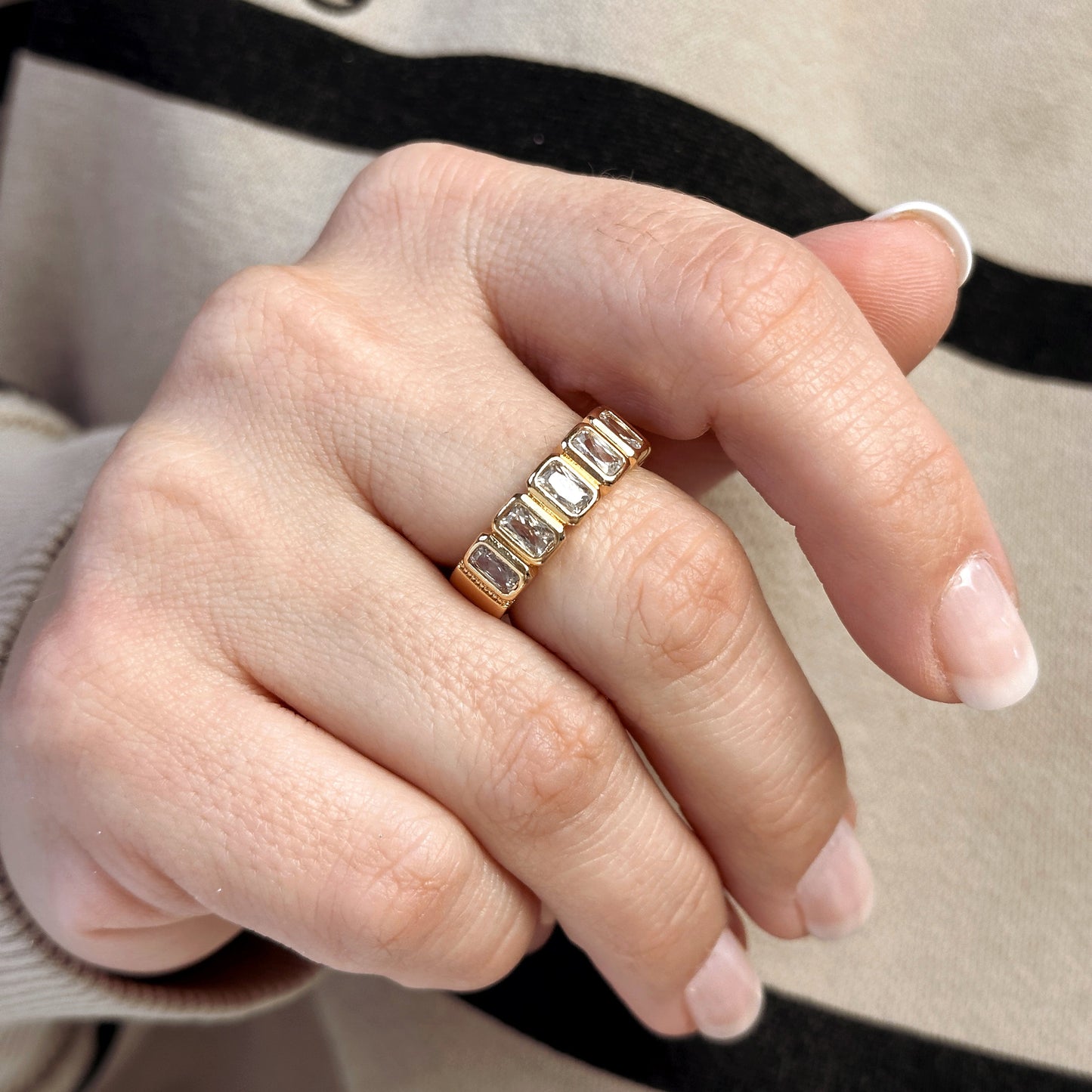 Baguette CZ Band 18k Gold Filled Ring