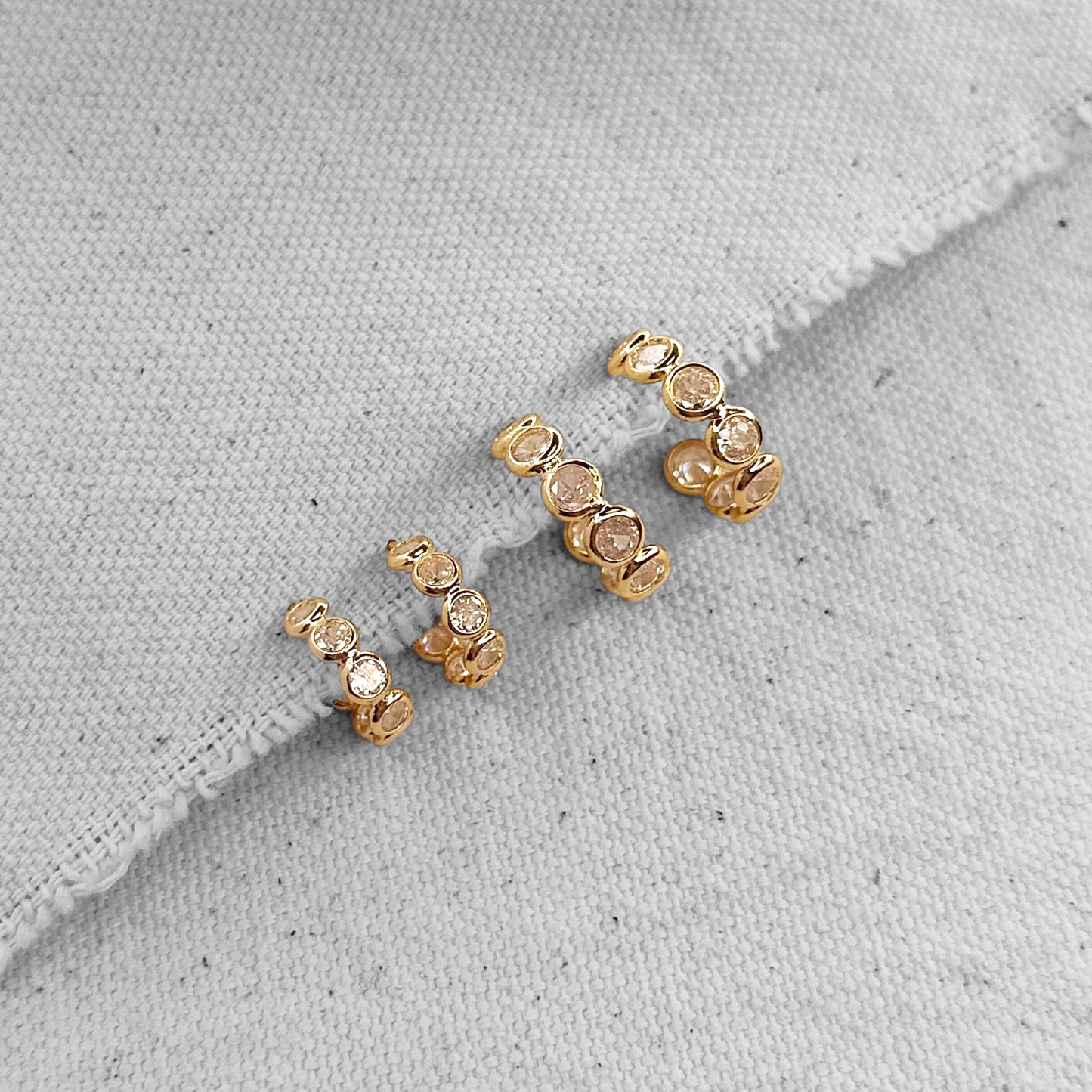 CZ Bezel Open Hoop 18K Gold Filled Earrings