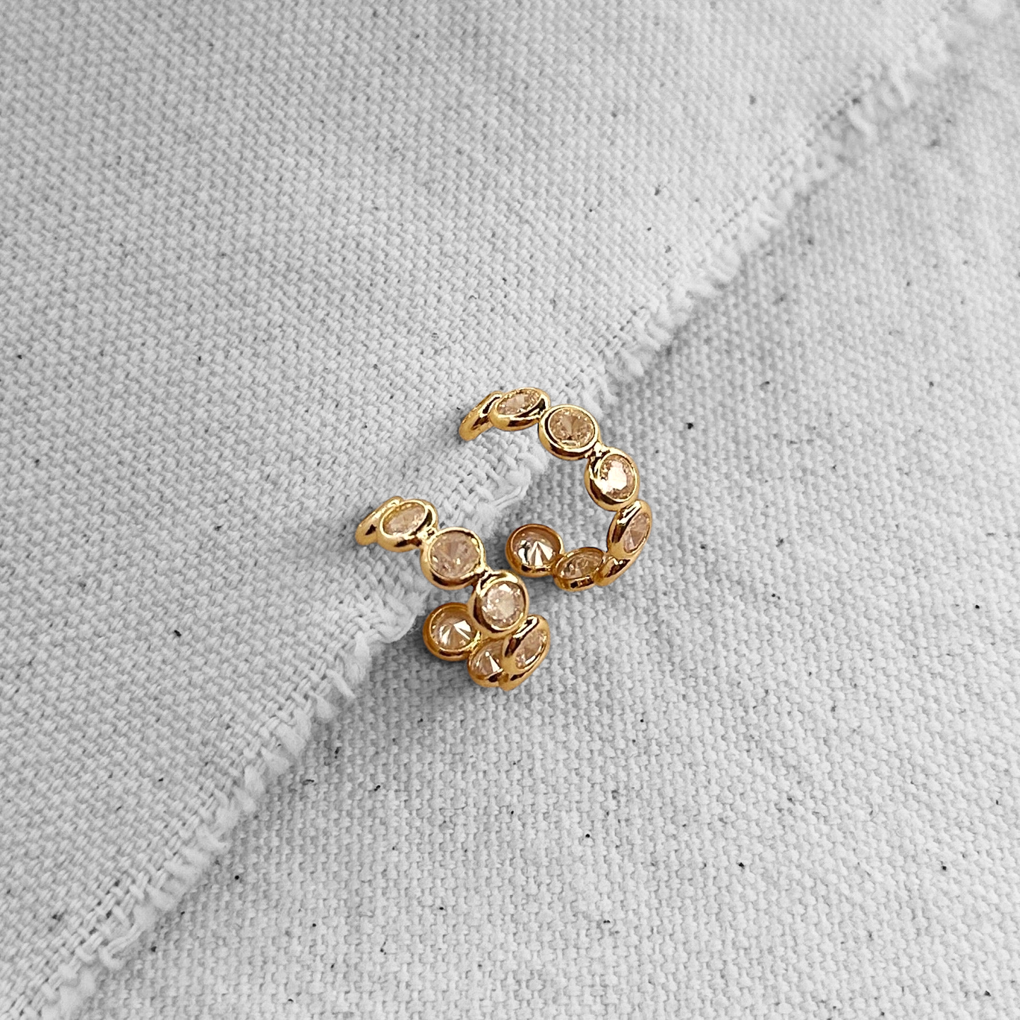 CZ Bezel Open Hoop 18K Gold Filled Earrings